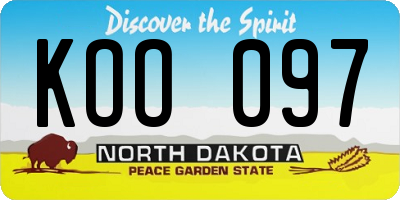 ND license plate KOO097