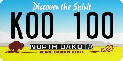 ND license plate KOO100