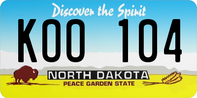 ND license plate KOO104
