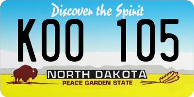 ND license plate KOO105