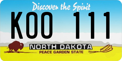 ND license plate KOO111