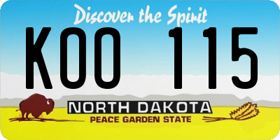 ND license plate KOO115