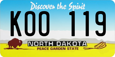 ND license plate KOO119