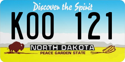 ND license plate KOO121