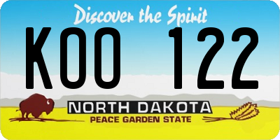 ND license plate KOO122