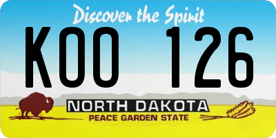 ND license plate KOO126