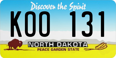 ND license plate KOO131