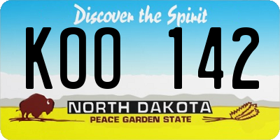 ND license plate KOO142
