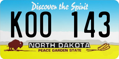 ND license plate KOO143