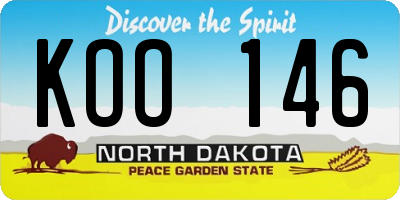 ND license plate KOO146