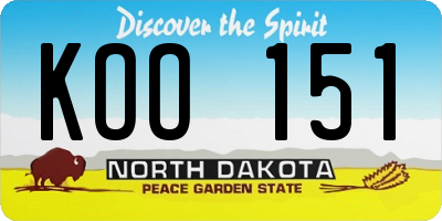 ND license plate KOO151