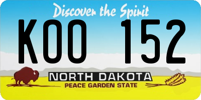 ND license plate KOO152
