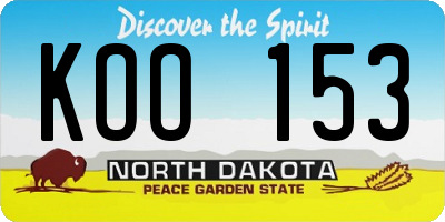 ND license plate KOO153