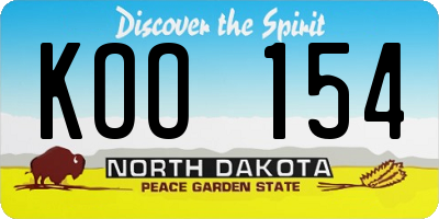 ND license plate KOO154