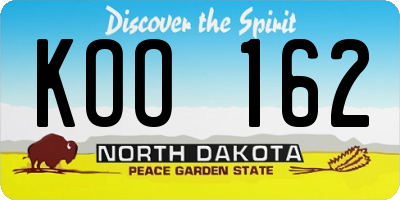 ND license plate KOO162