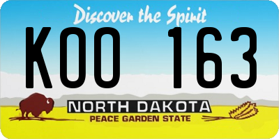 ND license plate KOO163