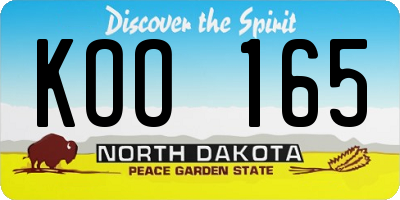 ND license plate KOO165