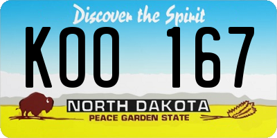 ND license plate KOO167