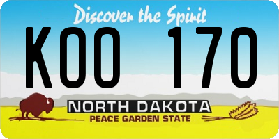ND license plate KOO170