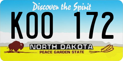 ND license plate KOO172