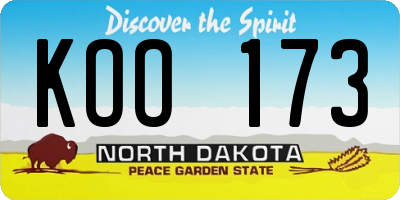 ND license plate KOO173
