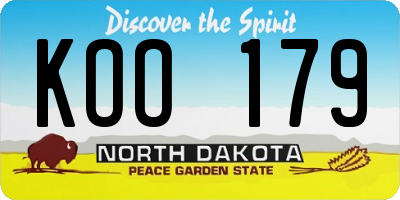 ND license plate KOO179