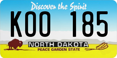 ND license plate KOO185