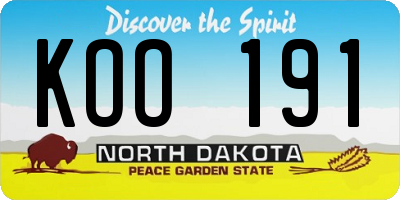 ND license plate KOO191