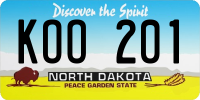 ND license plate KOO201