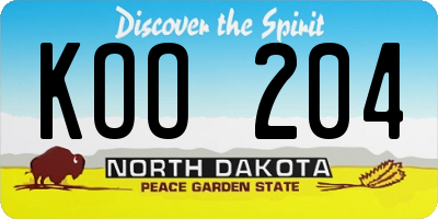 ND license plate KOO204
