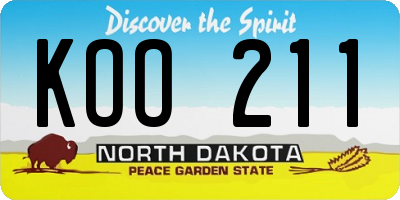 ND license plate KOO211