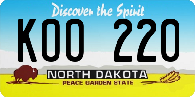 ND license plate KOO220