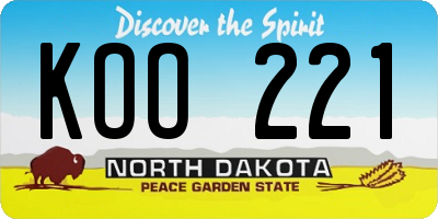 ND license plate KOO221