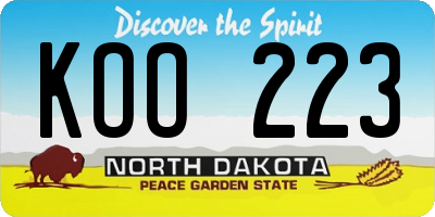 ND license plate KOO223