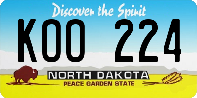 ND license plate KOO224