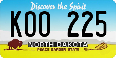 ND license plate KOO225