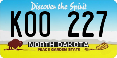 ND license plate KOO227