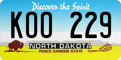 ND license plate KOO229