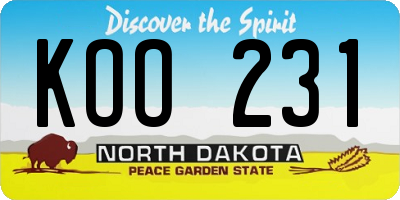 ND license plate KOO231