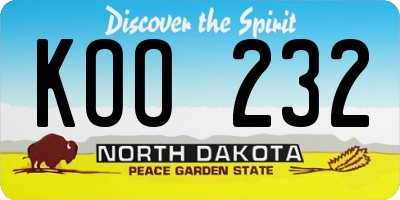 ND license plate KOO232