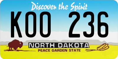 ND license plate KOO236