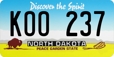 ND license plate KOO237
