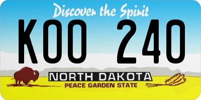 ND license plate KOO240