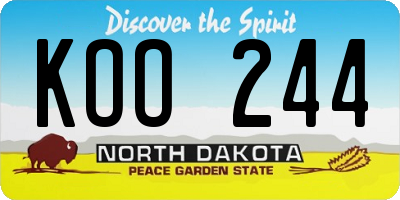 ND license plate KOO244