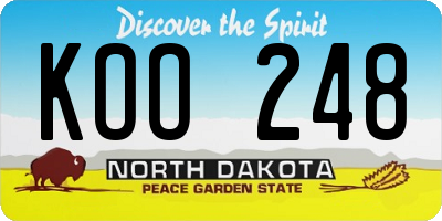 ND license plate KOO248