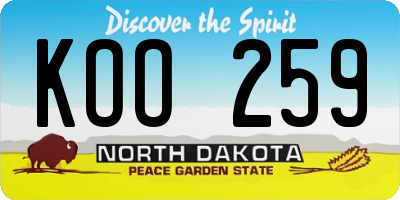 ND license plate KOO259