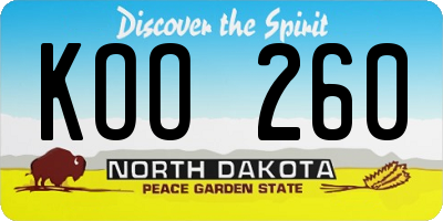 ND license plate KOO260