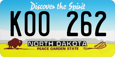 ND license plate KOO262