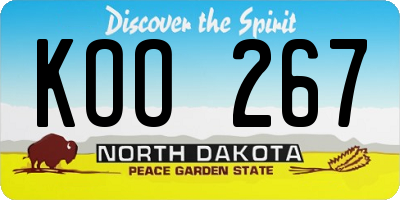 ND license plate KOO267