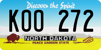 ND license plate KOO272